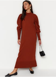 اشتري Tile Crew Neck Shoulder Gathered Knitwear Dress TCTAW23EB00047 في مصر