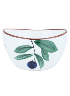 Buy White Oval Porcelain Bowl with Blue Fruit Pattern 4.15 in Saudi Arabia