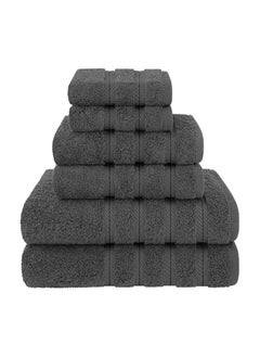 Buy Towel Set Luxury Hotel Quality 600 GSM Genuine Combed Cotton, Super Soft & Absorbent Family Bath Towels 6 Piece Set -  2 Bath Towels, 2 Hand Towels, 2 Washcloths - Charcoal Grey in UAE