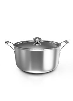 Buy Tri Ply Stainless Steel Sauce Pan 24 cm with Lid – Premium 6.80 Ltrs Capacity, Durable and Stable Cookware with Riveted Handle, Healthy Non-Stick Interior, Induction & Oven Safe, Corrosion Resistant in UAE