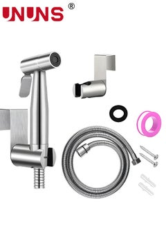 Buy Handheld Bidet Sprayer For Toilet,Stainless Steel Bathroom Sprayer Kit,3-Piece Bathroom Toilet Bidet Attachment Set For Bathing Pets Feminine Hygiene,Brushed silver in UAE