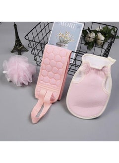 Buy Set of Bath Loofah Sponge Exfoliating Back Scrubber Shower Gloves Bath Towel Bath Shower Accessories in UAE