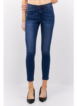 Buy Women Slim Fit Washed Stretchable Slim Leg Jeans, Med Blue in UAE