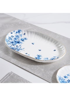 اشتري Royal Garden Porcelain Oval Platter 32x20x3cm -White & Blue في الامارات