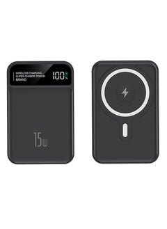 Buy PBP181 mini 10000mAh Wireless Power Bank, 22.5W Fast Charging with LED Display & Magnetic Feature Black in UAE