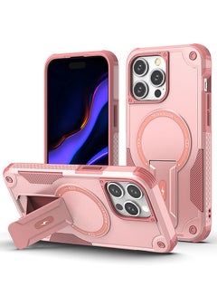Buy Case For iPhone15 Pro Max Case, Built-in Stand Compatible With MagSafe Military Grade Shockproof Vertical And Horizontal Kickstand Phone Case For iPhone 15 Pro Max - Pink in UAE