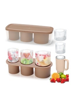 Buy Ice Cube Tray for Cup Silicone Ice Cube Mold with Spill-Resistant Lid 3 Hollow Cylinder Ice Cube Molds for 20-40 oz Tumblers BPA Free Ice Cube Trays for Freezer Drinks Coffee  Brown in Saudi Arabia