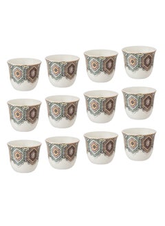 Buy A set of Arabic coffee cups, decorated with a modern design, 12 pieces in Saudi Arabia