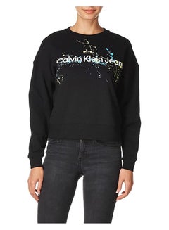 Buy Calvin Klein Jeans Women's Splatter Long Sleeve Pullover, Black in Egypt