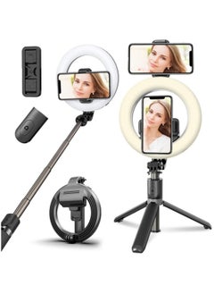 Buy Selfie Ring Light Tripod Bluetooth Selfie Stick Cell Phone Holder LED Selfie Light Stand for Live Stream Photography in UAE