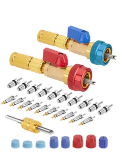 اشتري 31PCS R134A Valve Core Quick Remover Installer, R134A Quick Couplers Adapter, High Low Pressure Valve Core Remover Tools Kit for R134A Refrigerant Air Conditioner System في السعودية