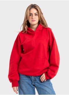 Buy Feature Line, Red Oversized Plain Hoodie in Egypt