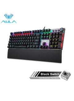 Buy Mechanical Gaming Keyboard NKRO with Wrist Rest RGB Backlit Volume/Lighting Control Knob Fully Programmable 108-Keys Anti-Ghosting Wired Computer Keyboards for Office/Games, Black Switch in UAE