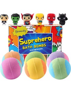Buy 6PC Bath Bomb for Kids with Surprise Heroes Toys Inside, Safe Natural&NON-TOXIC Bubble Bath Bomb, Bath Bomb Gifts Set for Kids in UAE