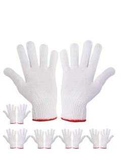 اشتري 6 Pairs Hand Working Gloves Safety Grip Protection Work Gloves Men Women BBQ Thicker Industry Knitted Cut Repair Gloves Durable String Knit Light Weight for Work Safety Thick Cotton في الامارات