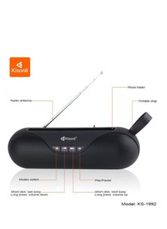 Buy Kisonli KS-1992 portable Speaker Bluetooth, SD Card slot, USB Memory Input, Call answer function, FM Radio in Egypt