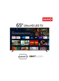 Buy 65 Inch 4K SMART LED TV With Remote Control|4k UHD|HDMI And USB Ports|Android 13 With E-Share,3840x2160 Resolution|8G RAM in Saudi Arabia