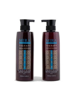 Buy Mira Therapy shampoo and conditioner enriched with argan oil for protein treated hair 500 ml in Saudi Arabia