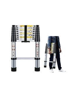 اشتري A multi-use extendable aluminum telescopic ladder, 2.7 meters, 9 steps, foldable, withstands a weight of up to 150 kg. في السعودية