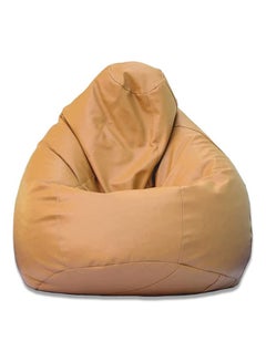 Buy XXL Faux Leather Multi-Purpose Bean Bag With Polystyrene Filling Beige in UAE