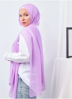 اشتري Plain Wide Crinckled Chiffon Mauve Purple For Women في مصر