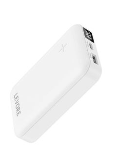 Buy Levore PowerBank 10000mAh, Fast Charging with USB-A PD22.5W and USB-C PD20W - White in Saudi Arabia