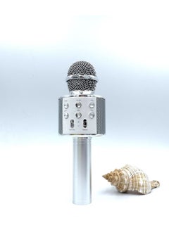 Buy M MIAOYAN new WS858 karaoke wireless bluetooth microphone home singing microphone audio handheld KTV silver in Saudi Arabia