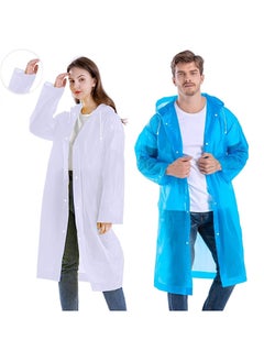 اشتري Raincoat Rain Poncho for Adults, 1 Pack EVA Rain Poncho for Women and Men Reusable Raincoat Jacket Packable for Family FishingTravelEmergency with Hood and Elastic Sleeving في الامارات