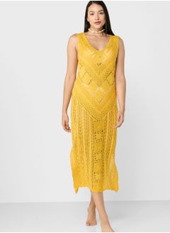 Buy Crochet Detail Beach Cover-up in UAE