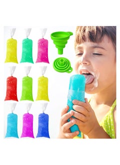 Buy 200 Pieces Kids Ice Lolly Bags Disposable Ice Cream Bags with Silicone Foldable Funnel, Mold Bags DIY Pouch for Making Ice Cream, Ice Candy, Yogurt, Freeze Pops(2 x 8 inch) in UAE