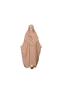 Buy 3 pieces of crepe material, ribbon + veil + niqab, size one size to fit up to 90 kilos for women in Egypt