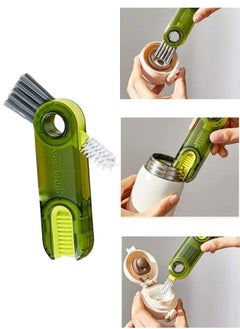 Buy 3 in 1 Multifunctional Cleaning Brush U-Shaped Silicone Bottle Cleaner Brush Cup Lid Crevice Cleaning Brush Home Kitchen Cleaning Tools (Green) in Egypt