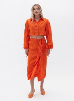 Buy Orange Midi Skirt in Saudi Arabia