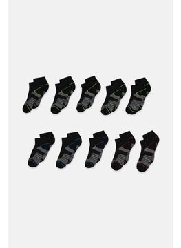 Buy Kids Boy 10 Pairs Cushion Comfort Low Cut Sock, Black in UAE