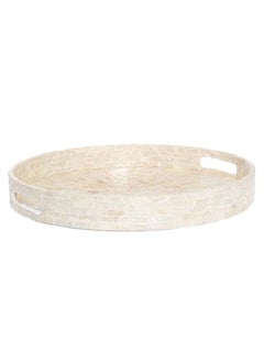 اشتري Ailena Handcrafted Round Tray, Gold & Ivory - Small, 40 cms في الامارات