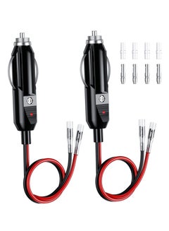 اشتري Cigarette Lighter Plug, 12V Fused Replacement Cigarette Lighter Male Plug Adapter with Leads & LED Light 16AWG Extension Cable with 15A Fuse Cigarette Lighter Plug (2 Pack) في الامارات
