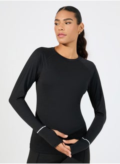 Buy Wrist & Back Reflective Stripe Detail Long Sleeve Top in Saudi Arabia