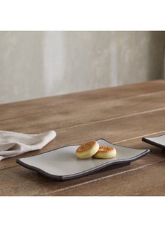 Buy Home Box Mocha Mist 2-Tone Melamine Serving Platter 22.5 x 3 x 14 cm in UAE