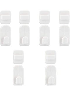 اشتري 6 Pairs Remote Control Holder Wall Sticky Hook for TV, Air Conditioner, Self Adhesive Strong Hanger Holder, Wall Mounted Storage Hooks suit for Keys, Sockets, Kitchen Supplies, White في السعودية