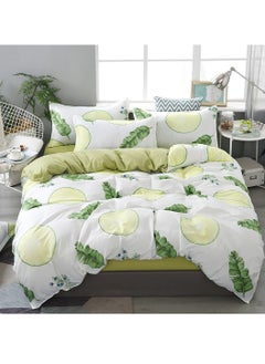 اشتري 4-Piece Fresh Lemon Design Duvet Cover Set Cotton Multicolour 200x230cm في السعودية