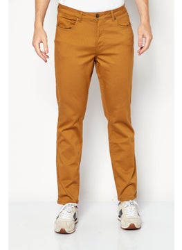 Buy Men Slim Fit Plain Wide Leg Casual Pant, Brown in Saudi Arabia