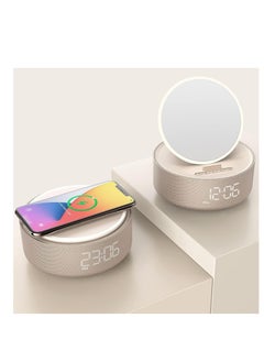 اشتري Multifunctional Wireless Phone Charger & Digital Alarm Clock, with Mirror, Night Light, Bluetooth Speaker, Phone Holder, Gifts for Teenage Girls Mom Women في السعودية