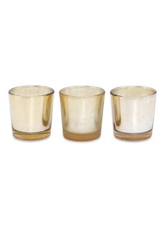 Buy Furn Votive Holder, Gold - Set of 3, 6x6 cm in UAE