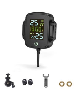 Buy Wireless Motorcycle Tire Pressure Monitoring System, with Voltage Monitoring and USB Charging, TPMS with 2 External Sensors Digital LCD Display, IP67 Waterproof Real-Time Monitoring Tire Pressure in Saudi Arabia
