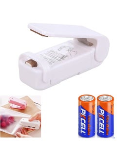 Buy Mini Bag Sealer with 2 Batteries, 2 in 1 Portable Handheld Mini Heat Sealer, Handheld Bag Heat Vacuum Sealer, Bag Sealing Machine for Plastic Bags Foods Storage, Snack Fruits Cookies Fresh-White in UAE