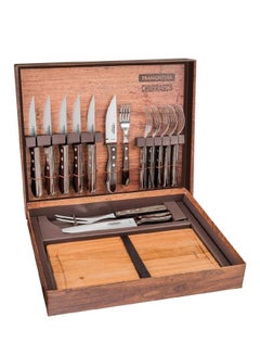 Buy Tramontina 15 Pcs Complete Bbq Knives Set With Cutting Board Polywood Handles Impact Heat And Water Resistant 5 Years Warranty in UAE