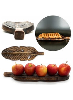 اشتري Wooden Leaf Serving Tray Decorative Hand Carving Table Centrepiece Home Gifts Jewellery Tray Bamboo for Serving Snacks Fruits Appetizers Desserts for breakfast lunch brunch cookie for home decor في الامارات