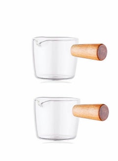 اشتري Creamer Dish Small Sauce Bowls, 2Pcs Prep Dip Dessert Dish Bowls with Handle Creamer Cup Mini Coffee Milk Creamer Serving Pitcher Jug, Borosilicate Glass Milk Dressing Server Pourer (S) في الامارات