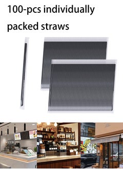 Buy 100-pcs Individually Packed Straws for Juice, Coffee, Beverages, Water – Ideal for Coffee Shops, Restaurants, Home, and Outdoor Events in Saudi Arabia