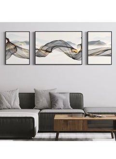 Buy Abstract Lines Gold Black Canvas Framed Wall Art in UAE